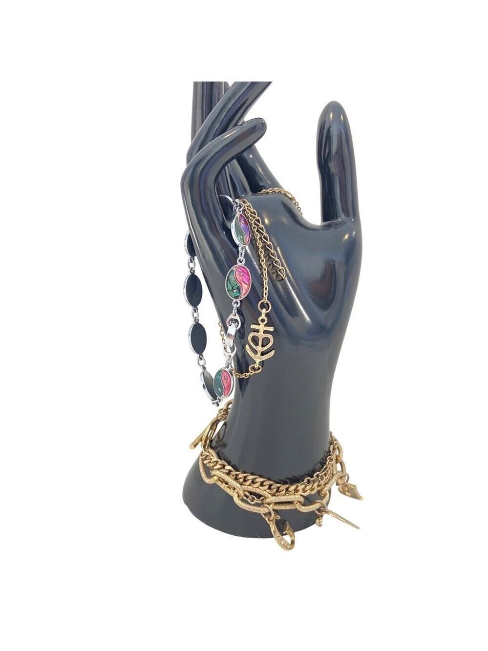 Gold & Multicolor Bracelet Bundle With Charms & Chains Includes Sarah Heart Desi